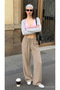 Women's Summer Jogger Cream Ayrobin Linen Trousers - 3