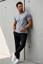 Men's Relaxed Fit Gray Loose V-Neck T-Shirt - 2