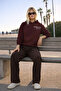 Women's High Waist Elastic Brown Linen Trousers - 5