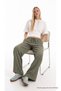 Women's Summer Comfortable Green Linen Trousers with Elastic Waist - 6