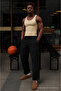 Men's High Waist Elastic Black Baggy Linen Trousers - 5