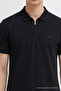 Men's Embroidered Zippered Black Polo Collar T-Shirt - 5