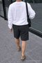 Men's Summer Cargo Pocket Regular Black Linen Shorts - 6