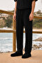 Men's Relax Fit Summer Loose Black Linen Trousers - 2