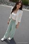 Women's Premium Jogger Relax Fit Summer Light Green Linen Trousers - 5