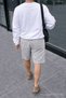 Men's Summer Cargo Pocket Regular Gray Linen Shorts - 6
