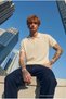 Men's Textured Elite Comfort Loose Cream Polo Neck T-Shirt - 3