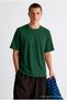 Men's 100% Cotton Premium Casual Loose Green T-Shirt - 5