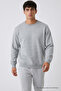 Men's Basic Long Loose Gray Knit Sweater - 3