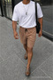 Men's Premium Jogger Relax Fit Brown Short Combed Cotton Shorts - 4