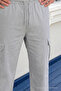 Men's Gray Loose Linen Trousers with Cargo Pockets - 6