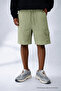 Men's Casual Summer Green Linen Shorts with Cargo Pockets