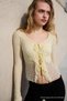 Women's Casual Tie-Up Yellow Long Sleeve Blouse