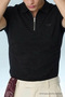 Men's Casual Black Loose Polo Collar T-Shirt - 6