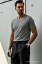 Men's Relaxed Fit Smoked Loose V-Neck T-Shirt