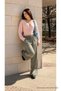 Women's Summer Textured Wide-Leg Green Linen Trousers - 2