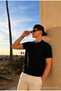 Men's Casual Loose Black Knitwear Polo Neck t Shirt - 2