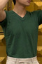 Men's Comfort Short Sleeve Khaki V-Neck T-Shirt - 6
