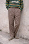 Men's Summer High Waist Pleated Brown Fabric Trousers - 2