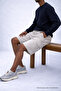 Men's Casual Summer Cargo Pocket Gray Linen Shorts - 5