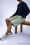 Men's Casual Summer Cargo Pocket A.Green Linen Shorts - 6