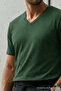 Men's Relaxed Fit Khaki Loose V-Neck T-Shirt - 5