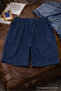 Men's Stylish Trendy Loose Navy Blue Linen Shorts with Cargo Pockets - 6