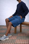 Men's Casual Summer Cargo Pocket Navy Blue Linen Shorts - 6