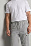 Men's Gray Cargo Linen Trousers with Elastic Waist - 6