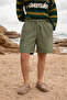 Men's Low Waist Premium Cargo Pocket Green Linen Shorts