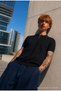 Men's Textured Elite Comfort Loose Black Polo Neck T-Shirt - 2
