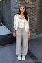 Women's Casual Premium Loose Summer Gray Linen Trousers - 2