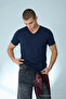 Men's Straight Fit Navy Blue V-Neck T-Shirt