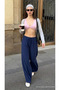 Women's Summer Jogger Navy Blue Ayrobin Linen Trousers - 3