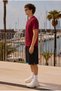 Men's Trend Crew Neck Comfortable Basic Claret Red T-Shirt - 5