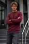 Men's Long Sleeve Burgundy Knitwear Winter Sweater - 4