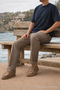 Men's Trend Basic Wide Leg Brown Fabric Trousers - 5