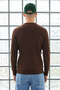 Men's Trendy Striped Zippered Brown Knit Sweater - 5