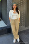 Women's Casual Premium Loose Summer Beige Linen Trousers - 3