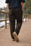 Men's Relax Fit Summer Loose Brown Linen Trousers - 6