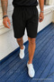 Men's Stylish Elastic Waist Loose Basic Black Shorts with Pockets - 4