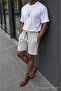 Men's Premium Jogger Relax Fit Gray Short Combed Cotton Shorts - 3