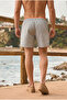 Men's Loose Lined Zippered Trendy Gray Swim Shorts - 6
