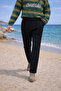 Men's Summer High Waist Pleated Black Fabric Trousers - 4