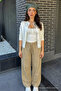 Women's Casual Premium Loose Summer Beige Linen Trousers - 2