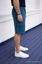 Men's Casual Trendy Loose Cargo Pocket Navy Blue Linen Shorts - 6