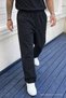 Men's High Waist Elastic Black Linen Trousers - 3