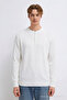 Men's Striped Zippered White Knitwear Winter Sweater - 6