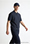 Men's Premium Comfort Textured Navy Blue Polo Collar t Shirt - 2