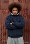 Men's Navy Blue Plush Raincoat & Windbreaker with Pockets - 4